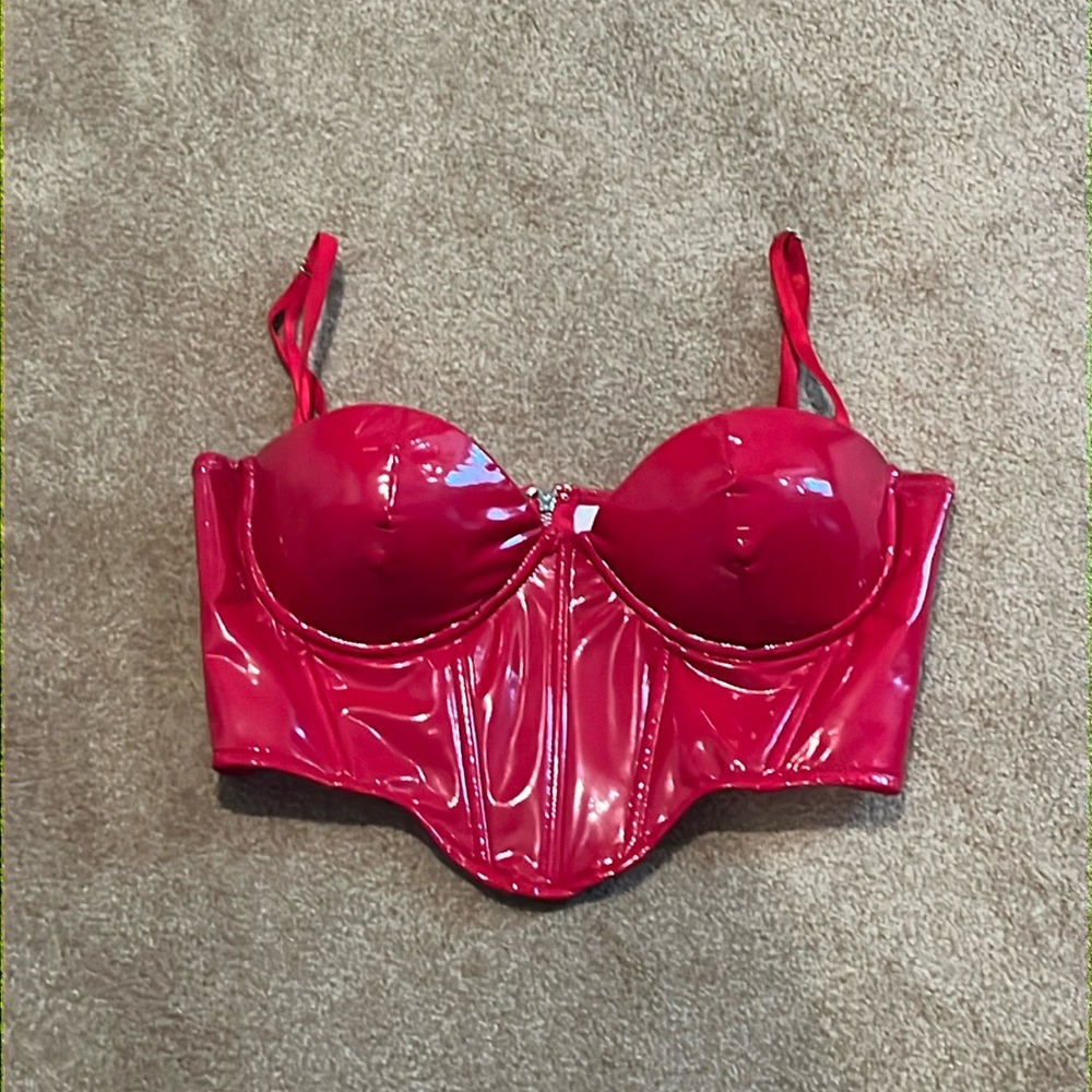 Oh Polly red corset crop top. Size 4